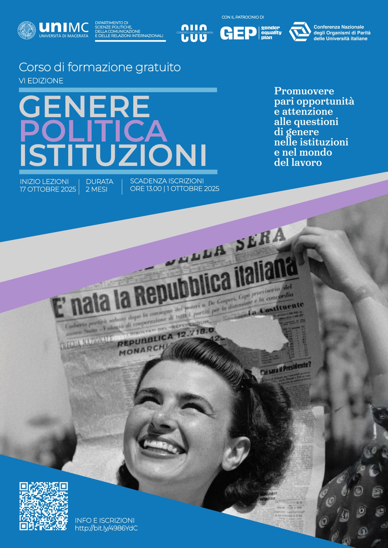 Genere, politica, Istituzioni: il 17 ottobre la nuova edizione Genere, politica, Istituzioni: il 17 ottobre la nuova edizione
