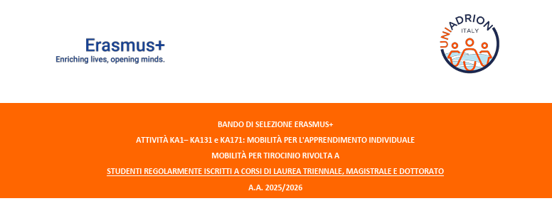 Bando per mobilità Consorzio Erasmus+ “Uniadrion Italy”