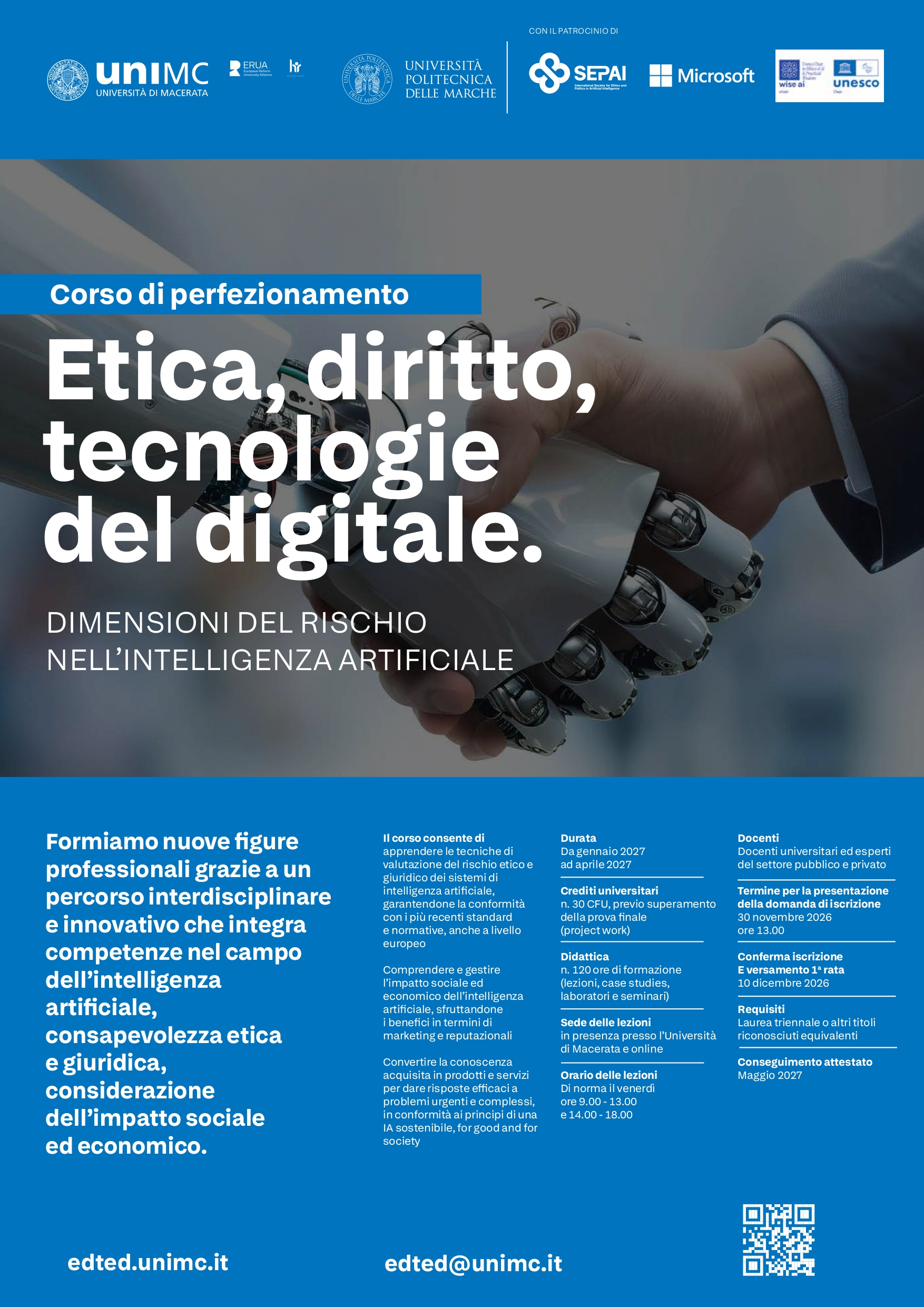 Aperte le iscrizioni al corso EDTED 2026/27