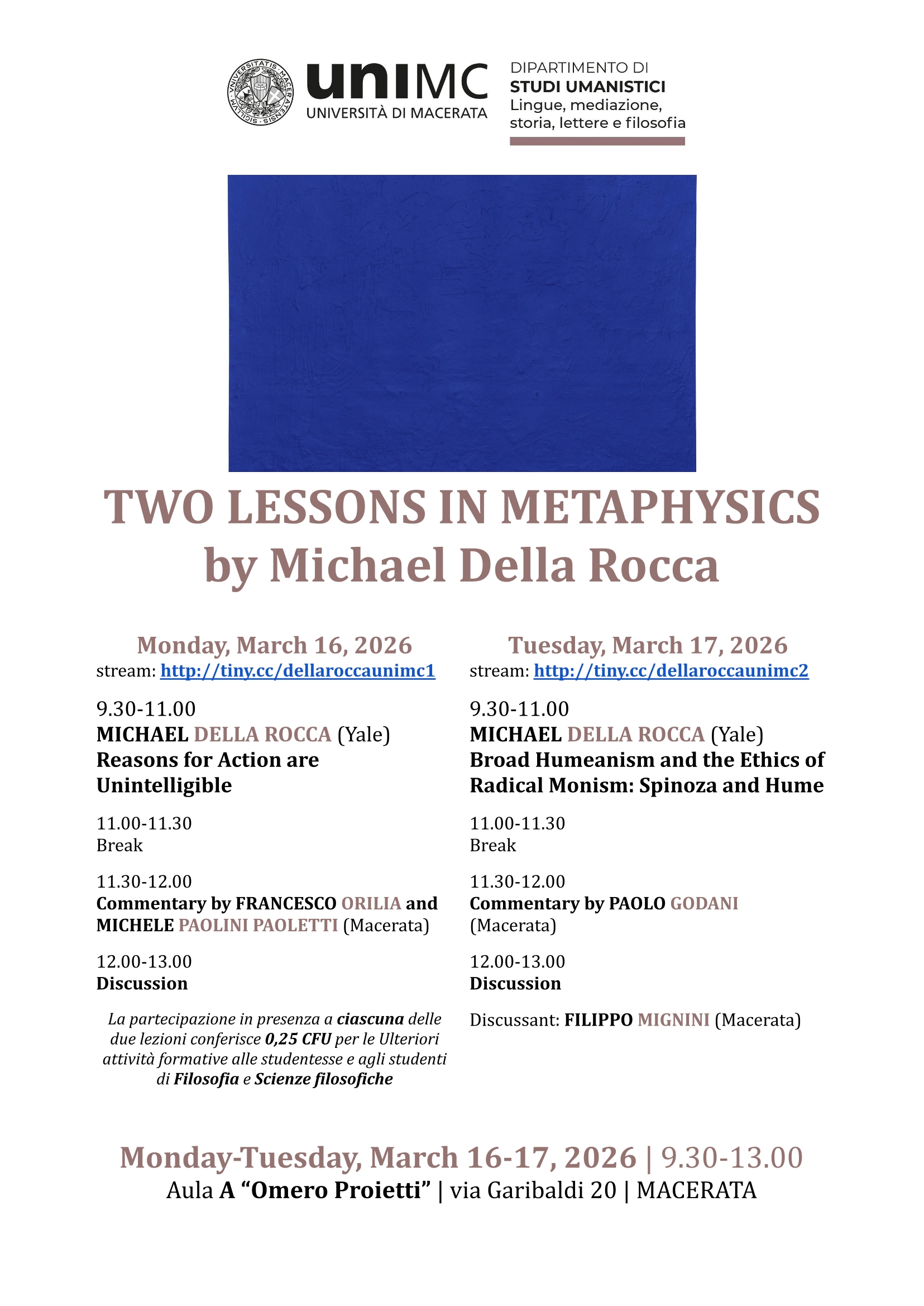 TWO LESSONS IN METAPHYSICS - by Michael Della Rocca
