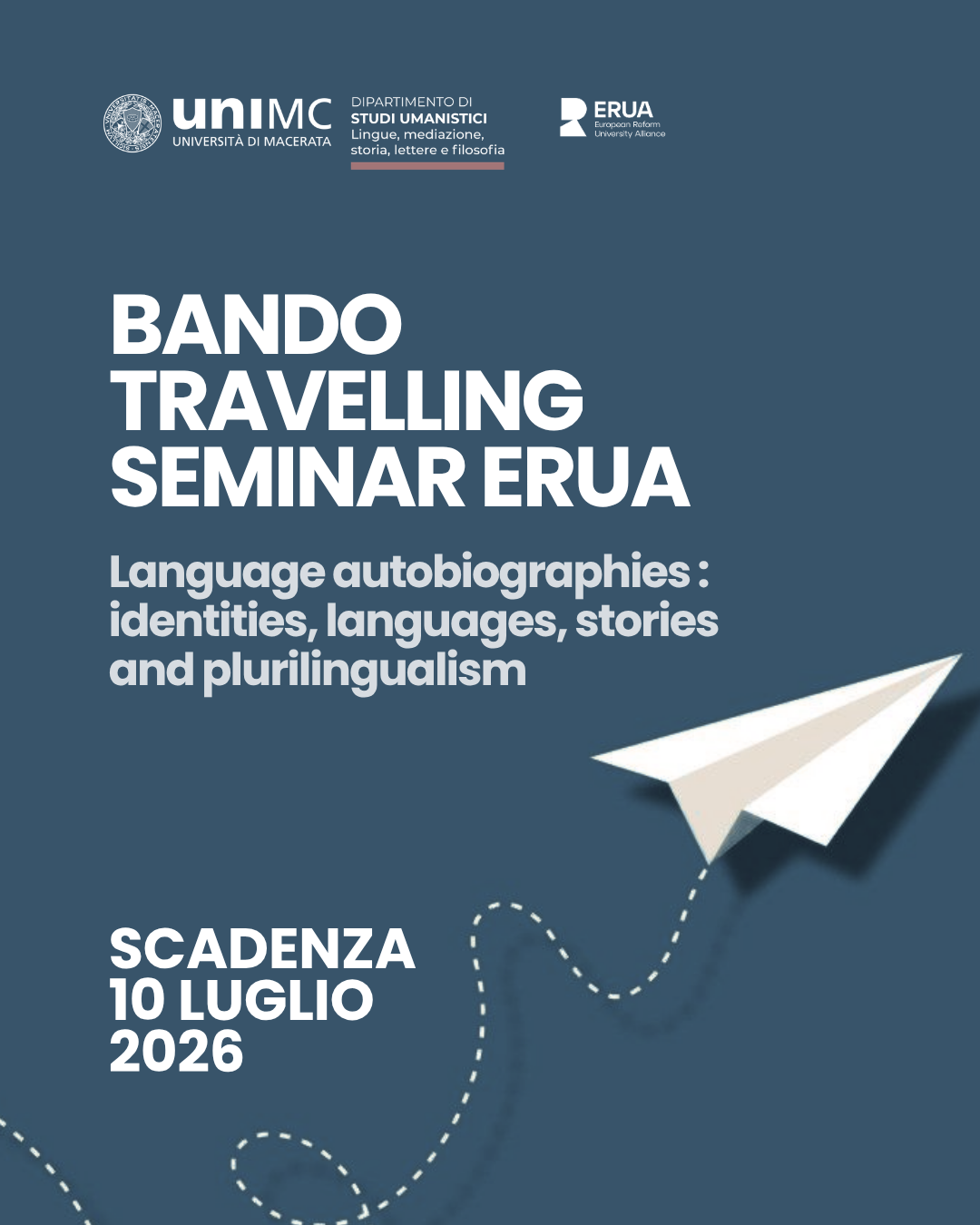 Bando di selezione per Travelling Seminar ERUA -  “Language autobiographies : identities, languages, stories and plurilingualism”