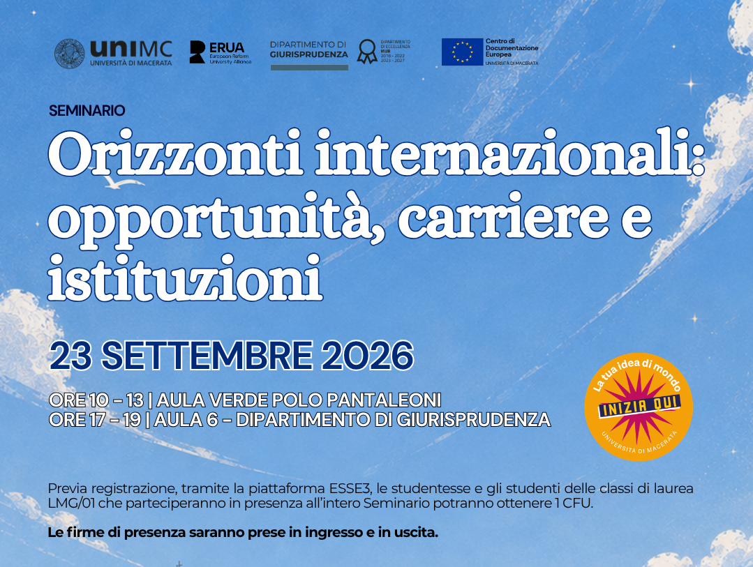 Partecipa all'evento "Orizzonti internazionali: opportunità, carriere e istituzioni"