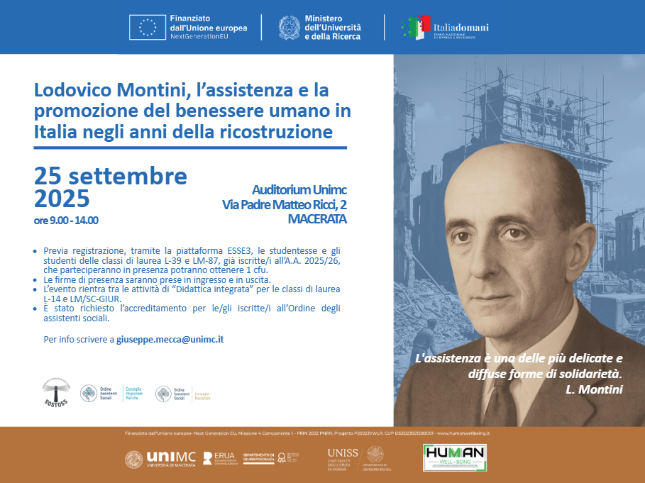 Attività con CFU: Lodovico Montini, l’assistenza e la promozione del benessere...
