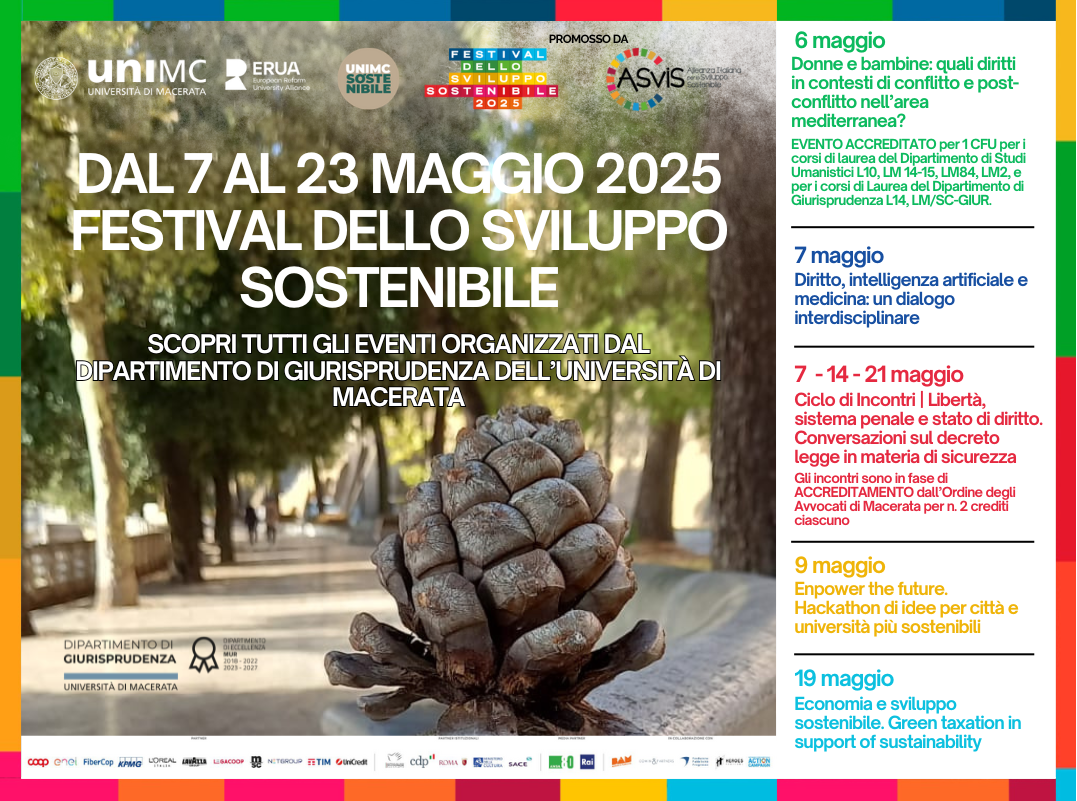 Festival dello Sviluppo Sostenibile 2025 | Gli eventi del Dipartimento di Giurisprudenza Festival dello Sviluppo Sostenibile 2025 | Gli eventi del Dipartimento di Giurisprudenza